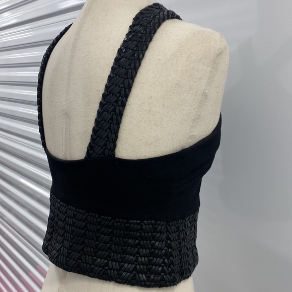 Bebe Halter Crop Top with Vegan Leather trim - Medium - Picture 9 of 15